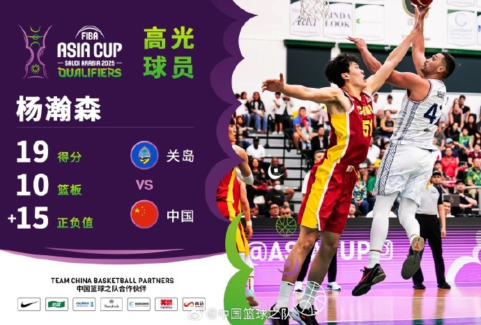 8中7拿到19分9籃板！楊瀚森當(dāng)選中國男籃VS關(guān)島高光球員