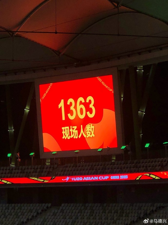  澳大利亞U20隊vs日本U20隊的現場觀眾為1363人