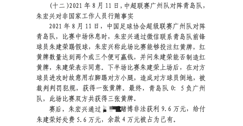  網(wǎng)傳判決書：青島球員朱建榮故意踢對(duì)方小腿，染黃收5.6萬好處費(fèi)