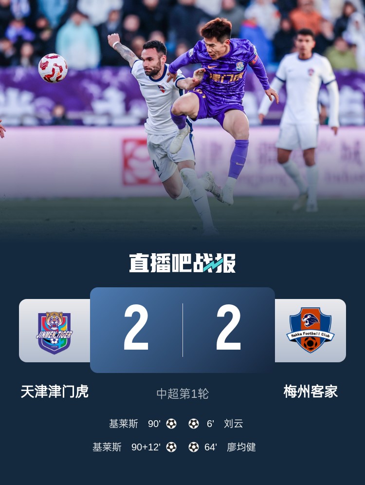  和風勁吹！今日下午中超4場比賽全部以平局收場